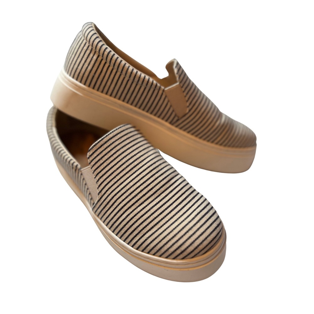 Lane Bryant Dream Cloud Striped Knit Slip-On Platform Sneaker 8 White Striped‎